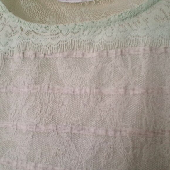 Revolution by Ricki's, Women's Lace T-Shirt, White with Pastel Aqua, Medium - Picture 3 of 11